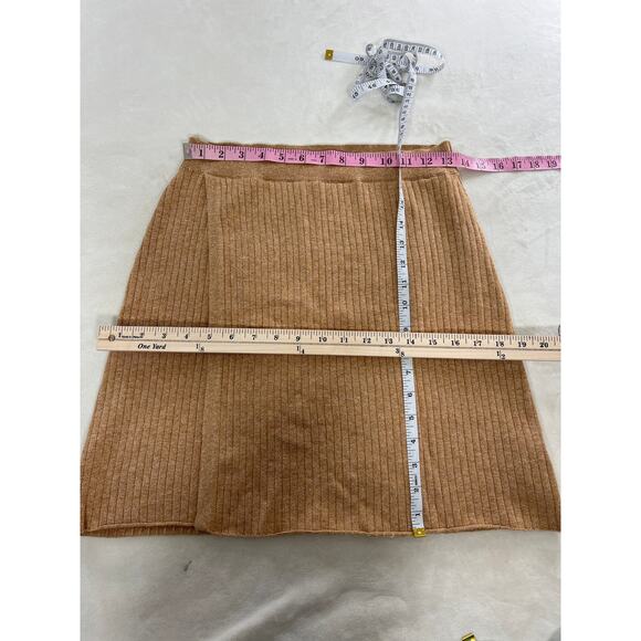 Free People Mod Faux Wrap Rib Knit Sweater Mini Skirt Sand Brown L - Picture 9 of 9